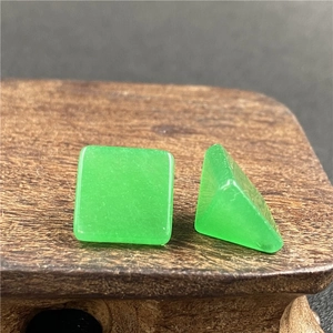Square green chalcedony stone variant in polished pyramid cut for jewelry making