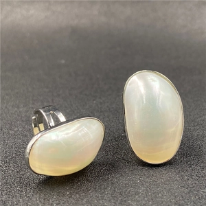 Vintage Mother Of Artificial Pearl Open Ring Alloy Adjustable Large Oval Shell Statement Fashion Jewelry For Women Elegant