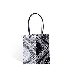 Large paisley canvas shoulder bag with black and white patchwork for women summer fashion
