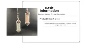 Detailed close-up of crystal gemstone pendulum pendant with silver LOVE engraved cap