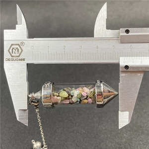 Natural crystal stone dowsing pendulum necklace pendant showing 5.5cm size measurement