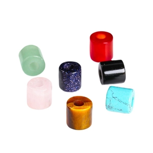 Natural agate and amethyst cylinder gemstone beads with large holes for DIY jewelry
