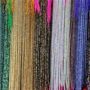 2-3mm faceted Amazonite abacus beads in multi-color strings with tassel accents