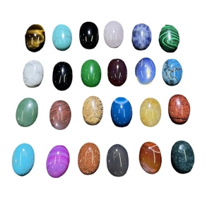 Set of 24 mixed oval cabochon gemstones for jewelry making and ring setting