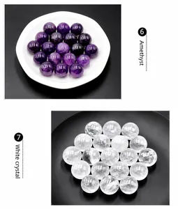 Macro de sphères de 16mm en améthyste et quartz clair pour création de bijoux