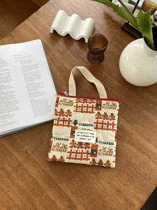 Mini sac à main matelassé avec imprimé pain d'épices et fermeture éclair rouge vif