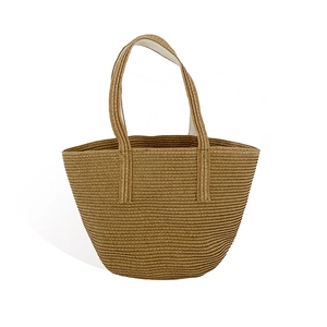 Large capacity woven straw tote bag with reinforced handles for beach or summer casual use