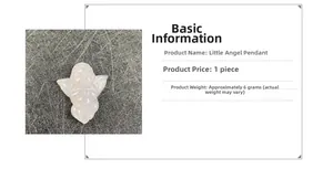 Detailed macro view of a translucent white agate little angel pendant weighing 6g