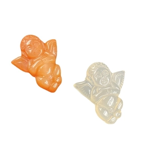 DIY silicone mold for angel pendant and finished translucent orange agate resin charm