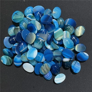 Macro di pietre di agata blu con venature naturali ovali per la creazione di gioielli