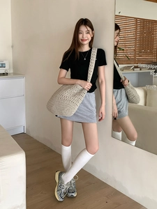 Beige cotton woven tote bag with hollow diamond knit pattern for women's casual style