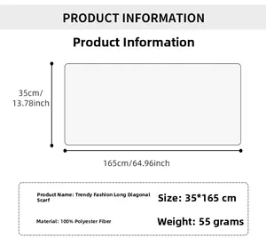 Size specifications for houndstooth scarf 35x165cm in 100% polyester fabric