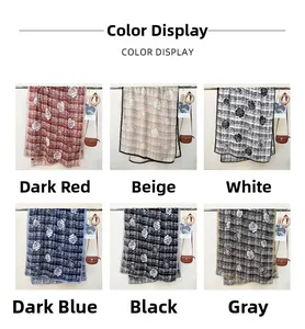 Six colors of plaid rose scarves including burgundy, beige, white, navy, black and grey