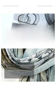 Close-up of lightweight silk scarf with equestrian horse bit pattern and fine stitching