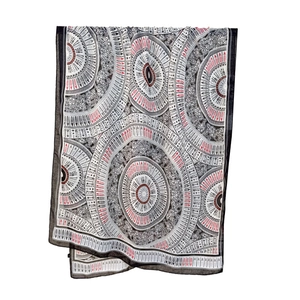 Bohemian geometric circle print scarf in black white and red for women elegant shawl