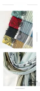 Detail of imitation cashmere scarf featuring European floral patterns and vibrant colors