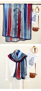 Detail of printed silk scarf with European horse bridle and chain patterns
