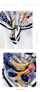 Detail of lilac plaid imitation cashmere scarf with artistic prints and striped edge
