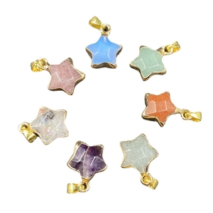 Minimalist gold-plated star pendants in various natural stones like quartz and amethyst