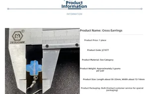 Size measurement of natural stone cross earrings showing 30mm height and silver hooks