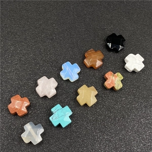 Faceted cross-shaped natural crystal and agate beads for DIY jewelry making