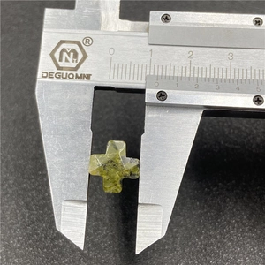 Green crystal agate cross loose bead 10mm measured with digital caliper tools