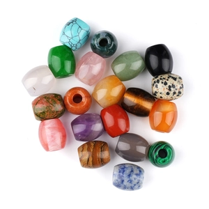Mix of colorful natural crystal agate barrel beads with 5mm large holes for DIY jewelry