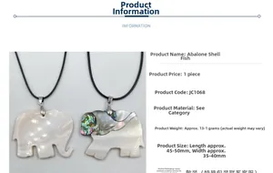 Detail of elephant pendant with natural abalone shell and mother of pearl textures