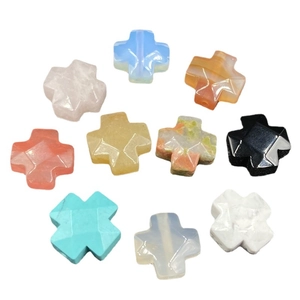 Faceted crystal and agate cross beads in assorted colors for DIY jewelry making