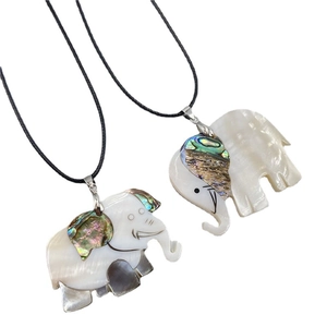 Elephant Pendant Necklace Mother Of Artificial Pearl And Abalone Shell Animal Shape Boho Ethnic Jewelry For Women