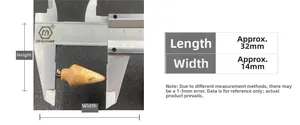 Mesure détaillée du pendentif œil de tigre montrant les dimensions de 32 mm par 14 mm