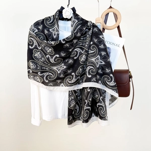Paisley Print Shawl Scarf Lightweight Polyester Sun Protection Beach Wrap For Women Retro Boho Long Large Thin