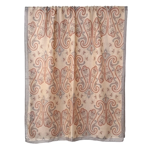 Beige cotton linen paisley scarf with vintage red and gray patterns for travel photography
