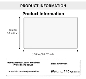 Size chart for floral print scarf showing dimensions 85x180cm and 100% polyester fabric