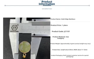 Detailed size measurement of light green oval pendant with gold plated edges using calipers