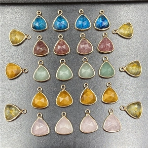 Faceted teardrop gemstone pendants with gold plating for DIY jewelry and hair accessories