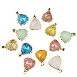 Faceted teardrop gemstone charms with gold plating for DIY jewelry making and hairpins