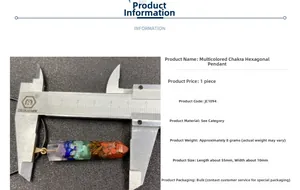 Makro-Detail von 7 Chakra Naturstein Anhänger mit Maßstab in der Größe 55x10mm