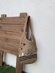 Sac À Bandoulière En Paille De Papier Crochet Fleur Fourre-Tout Été Vacances À La Plage Rétro Bohème Sac À Main