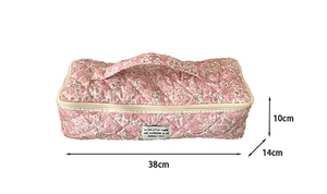Gesteppte Blumentasche für Haargeräte mit Griff und Reißverschluss Maße 38x14x10cm