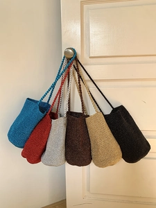 Lot de 6 sacs seaux au crochet faits main en couleurs brillantes avec anses tressées
