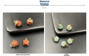 Detailansicht von Goldstein und grünem Aventurin Hexagon-Anhänger für DIY-Schmuck