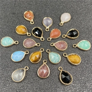 Faceted Teardrop Gemstone Pendants With Gold Colored Edge DIY Jewelry Making Charms For Necklace Earring