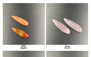 Polished red agate and rose quartz leaf-shaped stone pendants for jewelry DIY