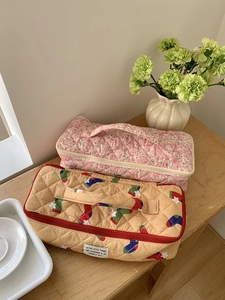 Gesteppte Stofftaschen mit Blumenmuster für Haarzubehör und Kosmetikprodukte