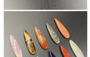 Polished teardrop semi-precious stone pendants in rose quartz and tiger eye