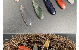 Various teardrop gemstone pendants made of natural agate and quartz for DIY jewelry making
