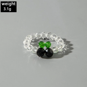 Macro detail of handmade beaded ring showing 1.8cm inner diameter and 3.1g weight