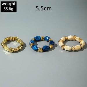 Vintage irregular acrylic beaded bracelets with color contrast and marble patterns