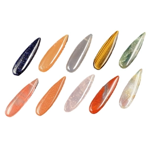Polished teardrop semi-precious stone pendants set for DIY jewelry making in various colors